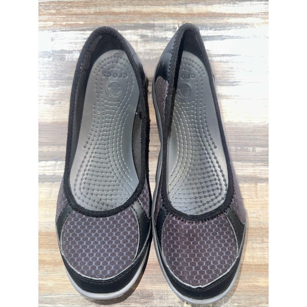 CROCS Women's Black and Gray Slip-On Flats